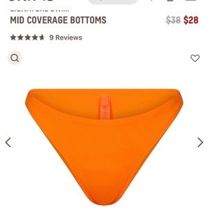 SKIMS Orange Mid Coverage Bottoms. Medium. NWT